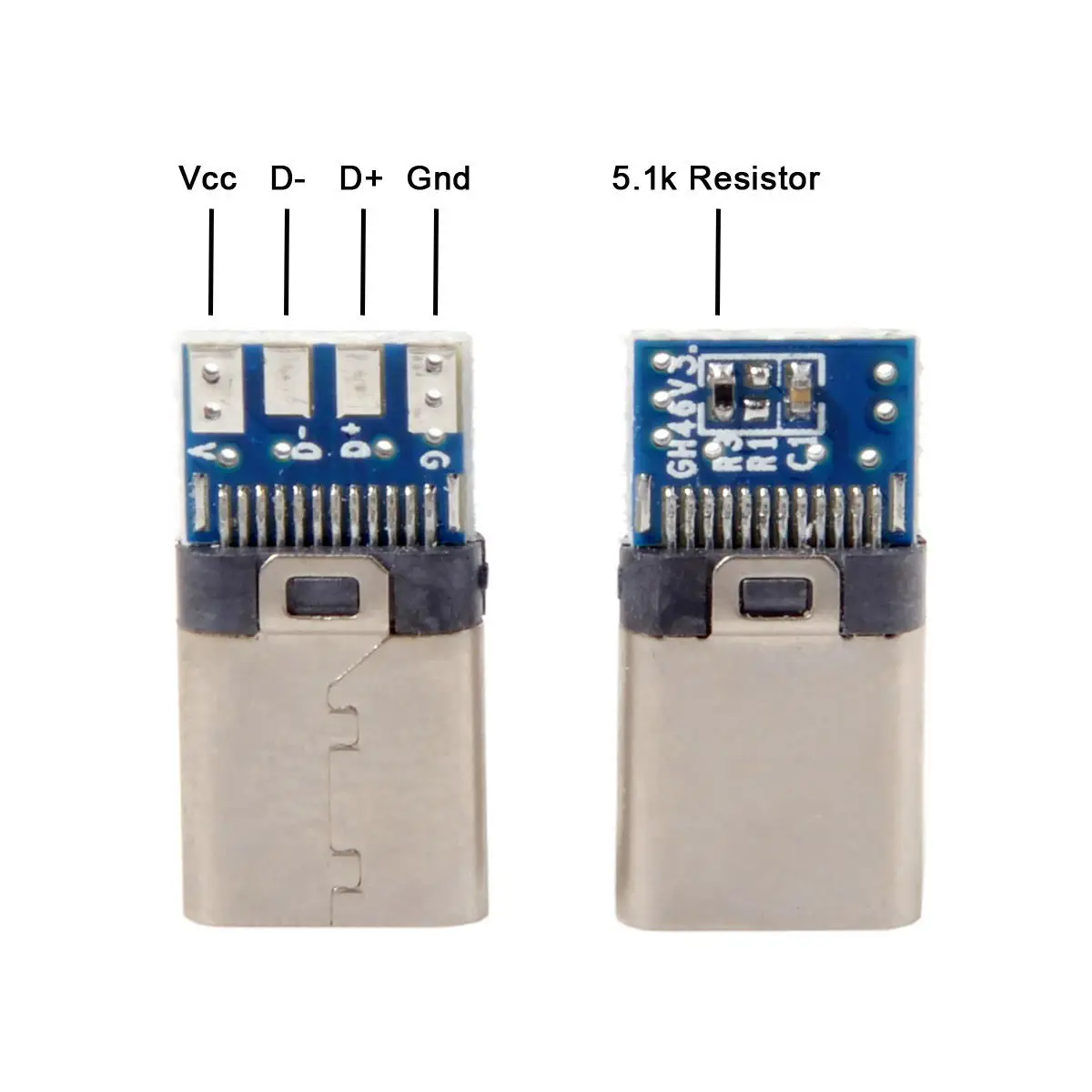 USB Type C OTG адаптер конвертер DIY 24pin Мужской хост тип 5 1 k резистор с черным корпусом|Компьютерные кабели и