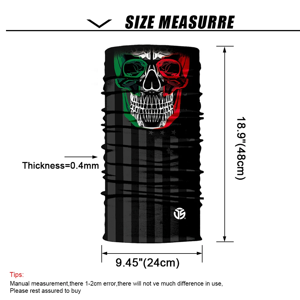 3D Skull Ghost Balaclava Neck Gaiter Motorcycle Bandana Head Shield Skeleton Moto Biker Tube Scarf Headband Half Face Mask Men