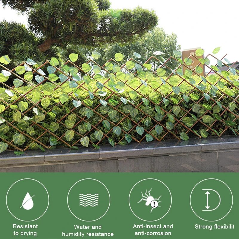 

Newly 40cm Adjustable Simulation Fence Leaf Fence Artificial Fence Net Rattan Decorative Fence for Home Garden Decoration S66
