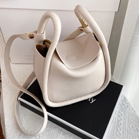 solid color pu leather bucket bags for women 2021 summer simple ladies crossbody shoulder handbags lady fashion bags