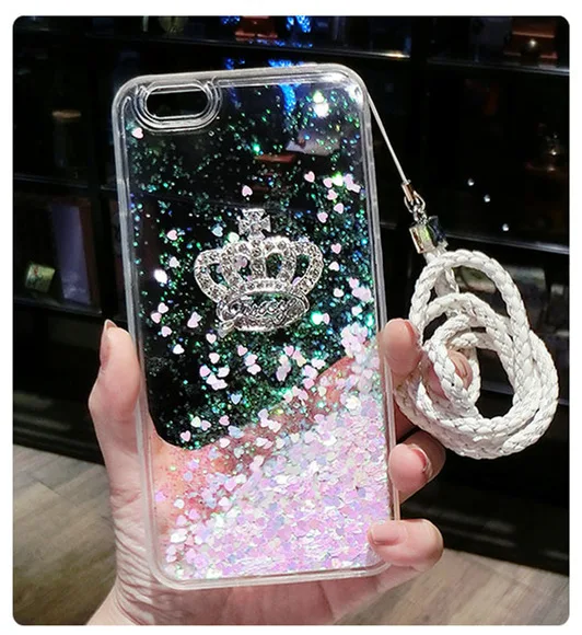 Чехол для samsung A3 A5 A7 A6 A8 2018 роскошные модные стразы блестящая корона жидкий