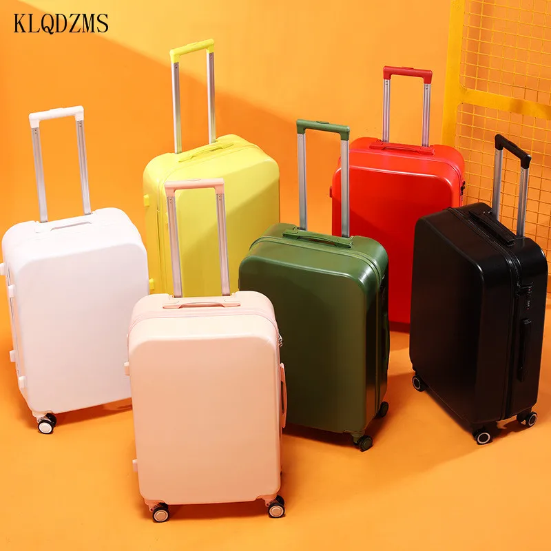 KLQDZMS  18’’20’’24’’26 Inch PC Wheeled Suitcase Trolley With Cosmetic Bag   ABS Colorful Hot Sell Women Rolling Luggage
