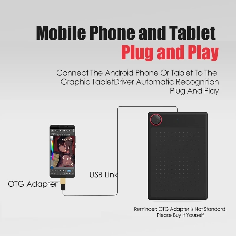 

G30 Graphics Tablet With 8192 Level Battery-Free Digital Pen Drawing Board Writing Pad For Mac OS Windows Laptop PC Android Phon