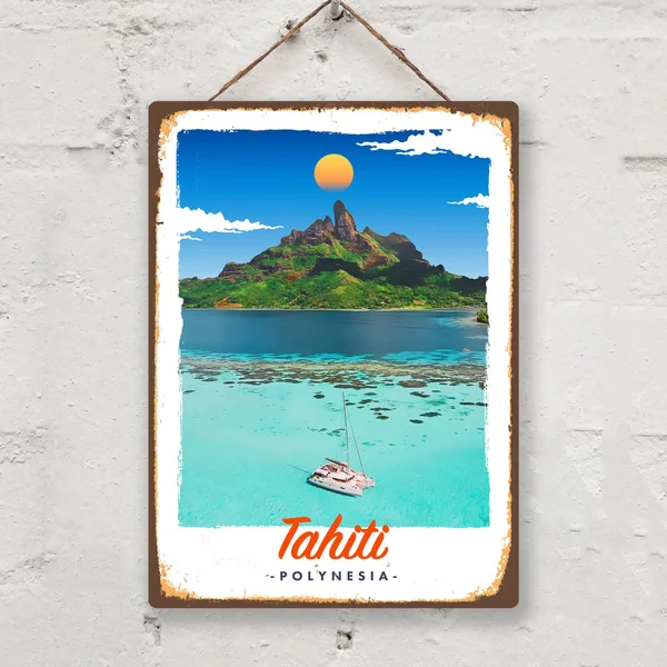 

Tahiti Polynesia Metal Tin Sign Vintage Retro Style Metal Sign Home Room Decor Wall Decor Travel Poster