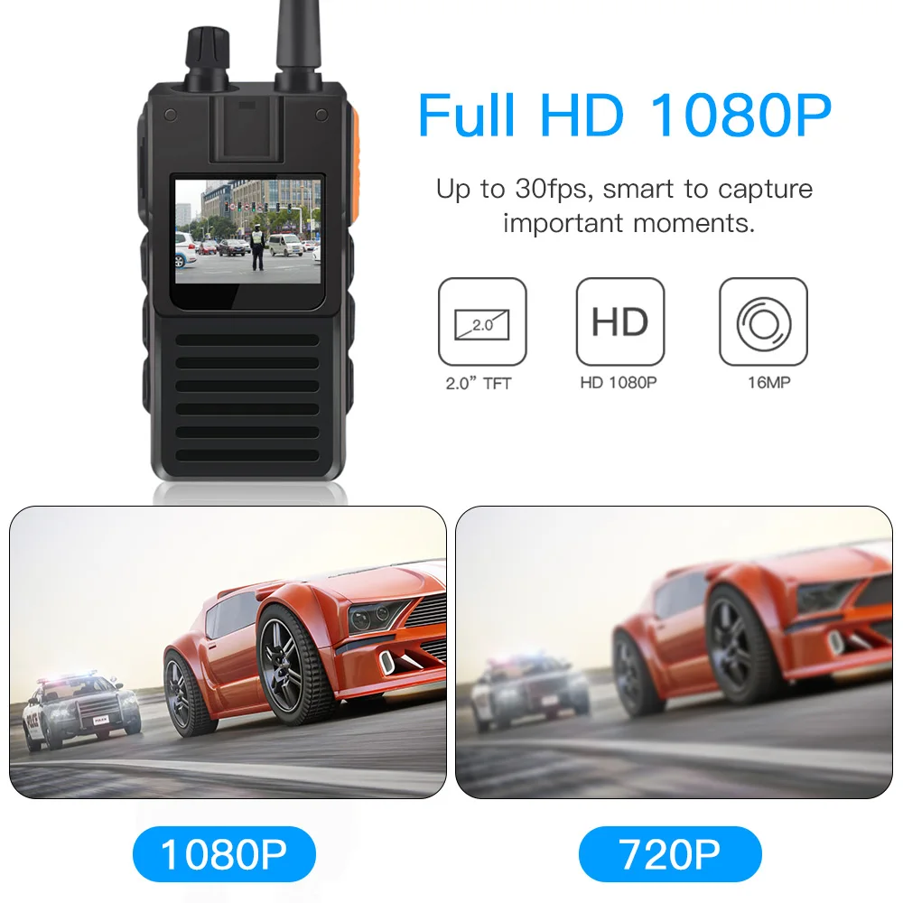 Полицейская камера HD 1080P ночного видения DVR рекордер 2 way Радио Walkie Talkie 1 км видео
