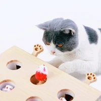 cat toy cat hunt toy chase mouse solid wooden sqaure magic box interactive maze pet hit hamster with 35 holed pet products