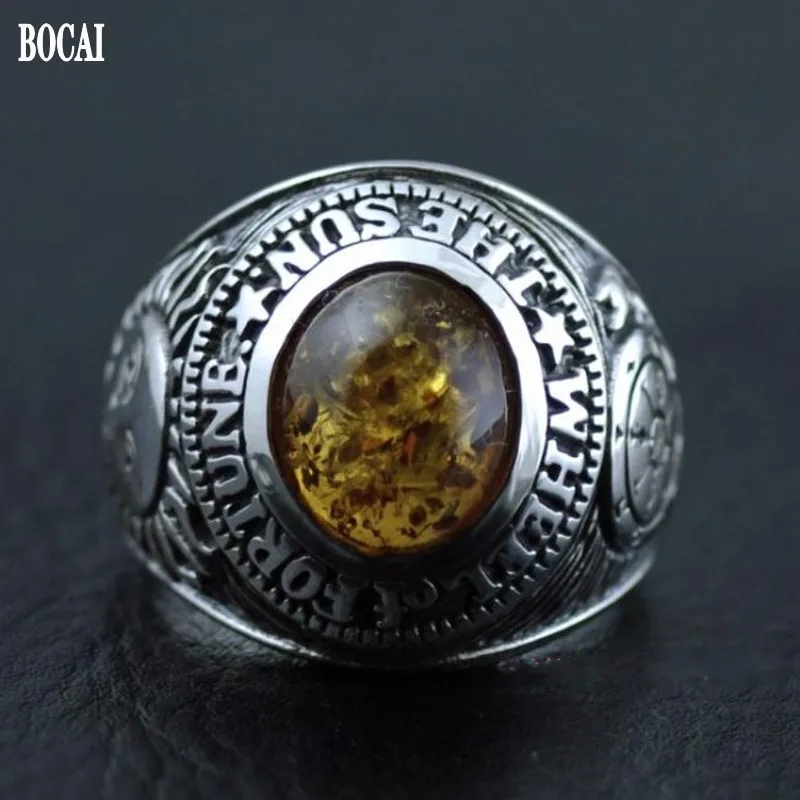 

Кольцо из серебра 100% пробы, с янтарем, BOCAI