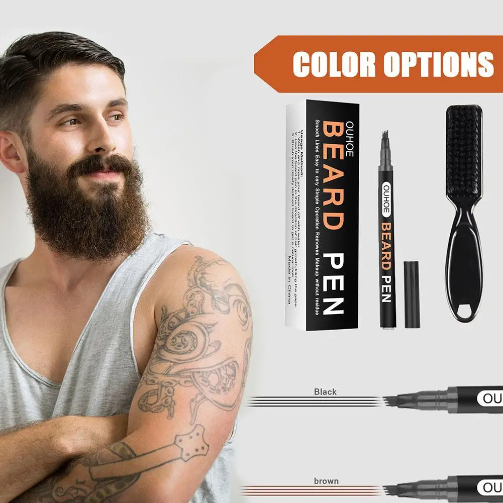 New 2021 Beard Pen Filler Pencil And Brush Enhancer Waterproof Moustache Coloring Shaping Tools Hair Set | Красота и здоровье