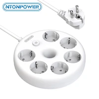 ntonpower wall mounted power strip 6 ac socket eu plug network filter for home office tabletop extension socket