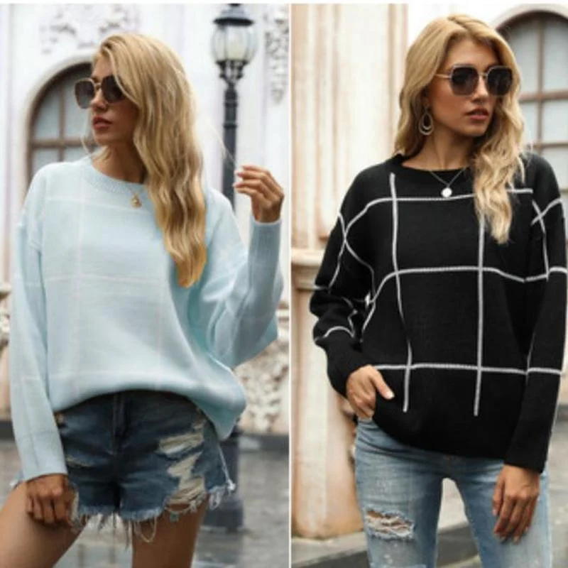 

Women's Autumn and Winter Round Neck Knitted Pullover Sweater Top