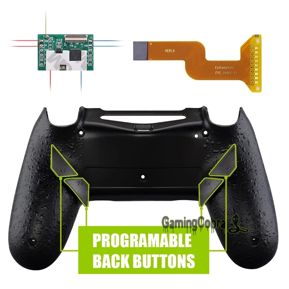 Рассвет программируемый Remap комплект для PS4 тонкий поляризационный фильтр Pro контроллер JDM 040/050/055 w/задняя крышка в виде ракушки и 4 и пуговицами на спине - Цвет: Textured Black