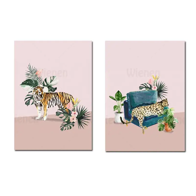 

Wall Art Canvas Painting Nordic Poster Print Animals Tiger Leopard Modular Picture Living Room Decoration Home Decoration Wall