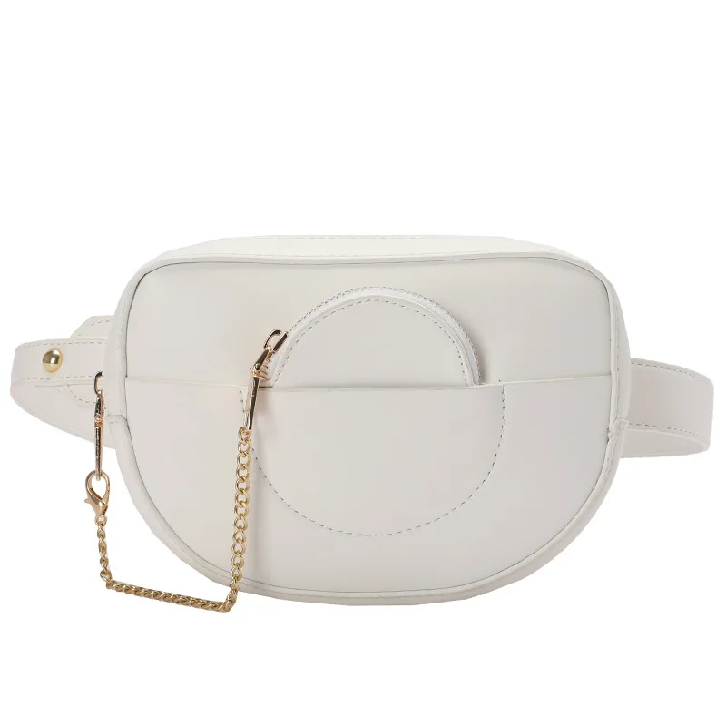 

Women Solid Color Pu Chest Bag Summer Crossbody Waist Bags with Chain Purse