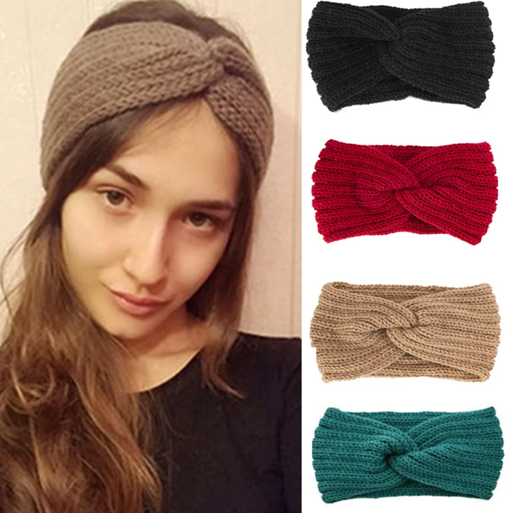 

Knitted Knot Cross Headband for Women Autumn Winter Girls Hair Accessories Headwear Elastic Hair Band Hair Accessories FD085