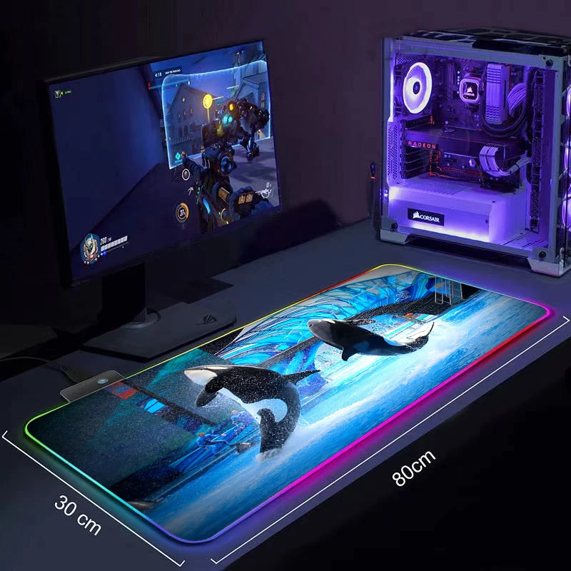 

Игровой коврик для мыши с RGB-подсветкой, со светодиодный Ной подсветкой