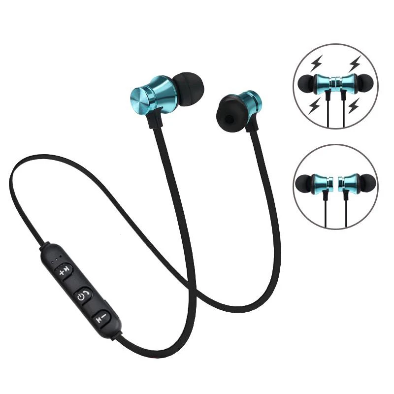 Новые магнитные Bluetooth наушники синий цвет гарнитура регулятор громкости стерео
