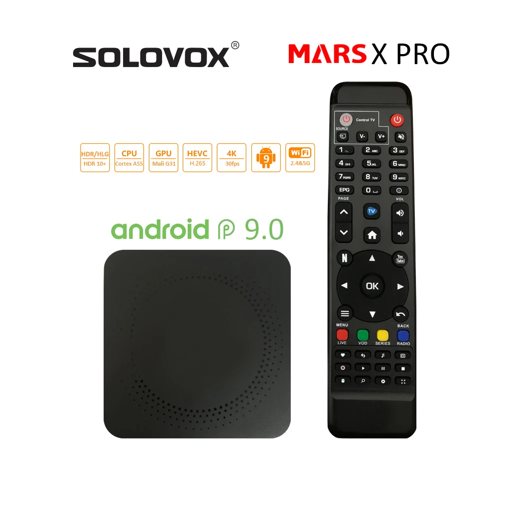 Смарт ТВ-приставка SOLOVOX Android 9 0 Amlogic S905X3 2 + 16 ГБ 4 ядра ГГц H.265 4K | Электроника