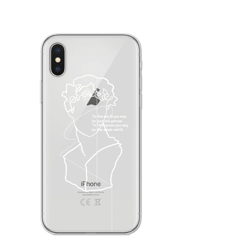 Abstract Art Lines David Print Phone Case For iPhone X XR XS Max 8 7 6 6S Plus 5S SE Cases Fashion Soft silicone Couples Cover |
