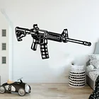 Настенная Наклейка M16 с пистолетом и боеприпасами, Виниловая наклейка на стену в армейском стиле для детской комнаты, игровой комнаты, комнаты подростков, украшение для дома
