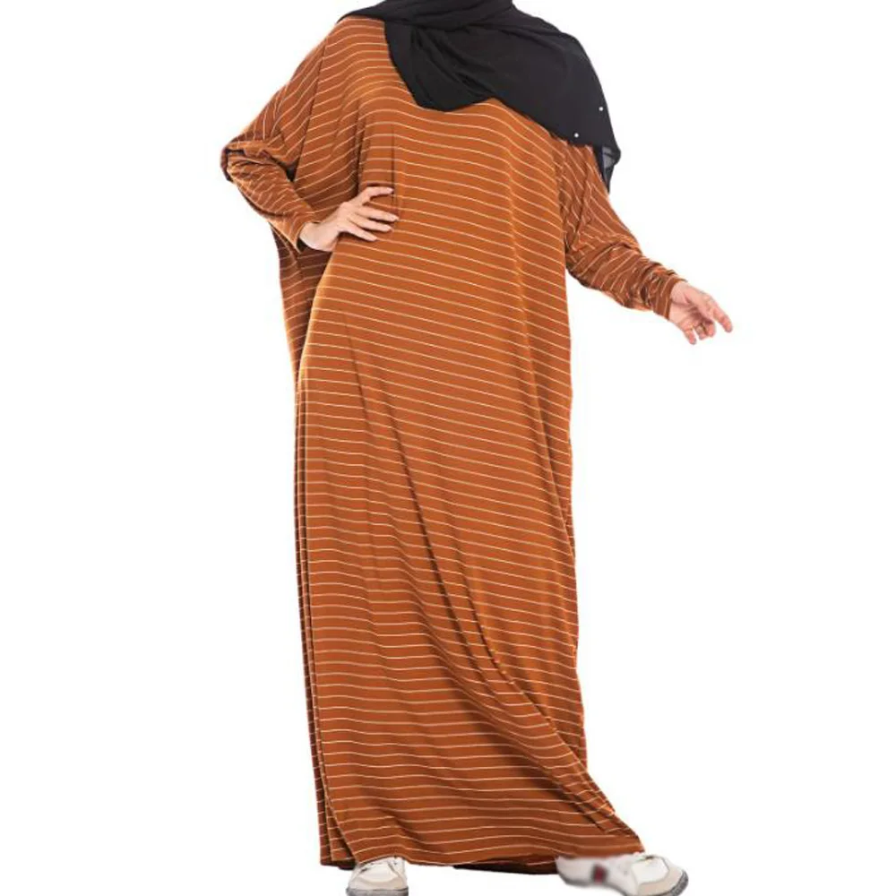 Женское мусульманское платье Дубай с круглым вырезом рукавом летучая мышь в