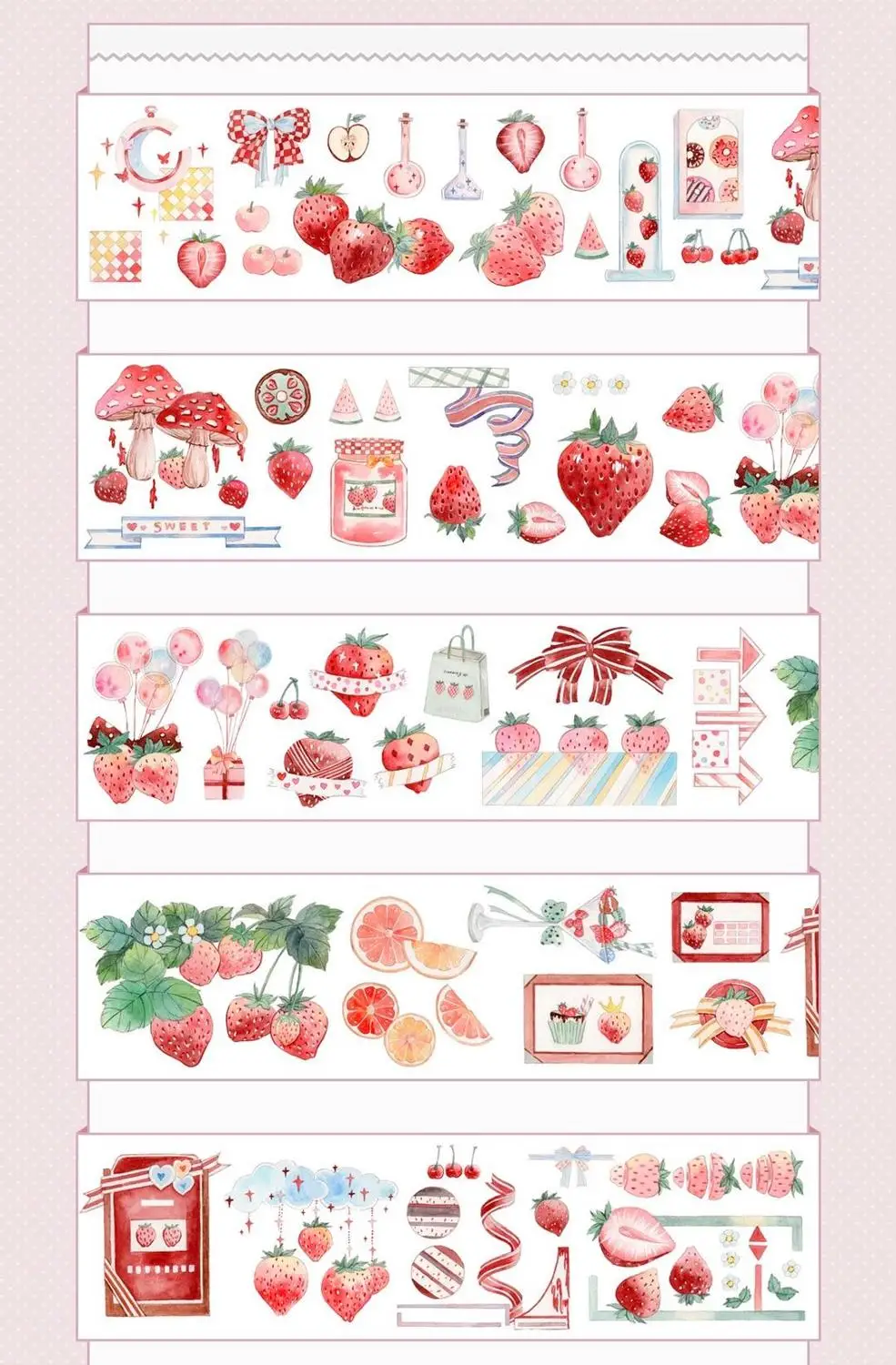 

Клейкая лента для скрапбукинга в виде клубники, наклейки из бумаги васи