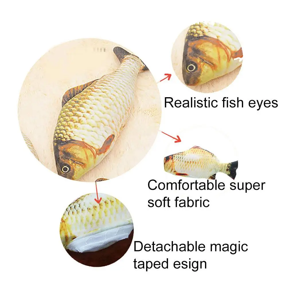 

Electric Simulation Realistic Plush Flopping Wagging Fish Cats Interactive Toy