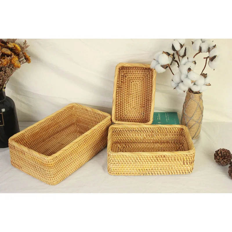 Плетеная вручную корзина из ротанга коробка для хранения корзины организации