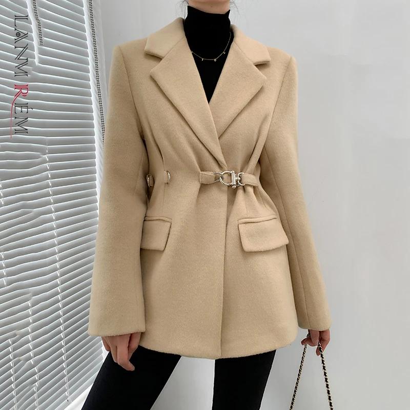 

LANMREM 2021 осенне-зимний новый шерстяной костюм пальто женский свободный утолщенный блейзер с длинным рукавом Женская мода 2W1559