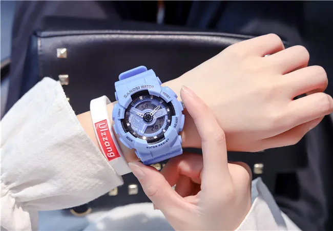 Женские цифровые часы светодиодный Электронные наручные часы Relogio Feminino цифровые водонепроницаемые спортивные часы Relojes De Mujer - Цвет: E1