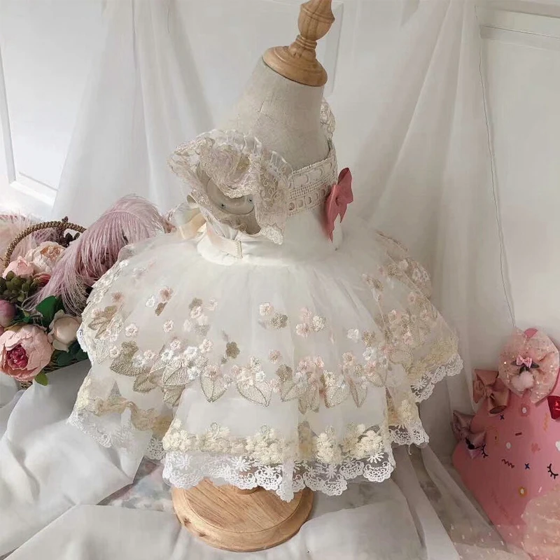 

Girls Princess Dress Spanish Vintage Girls Court Lolita Ball Gown Dress Baby Elegant Wedding Tutu Dresses for 1St Birthday Party