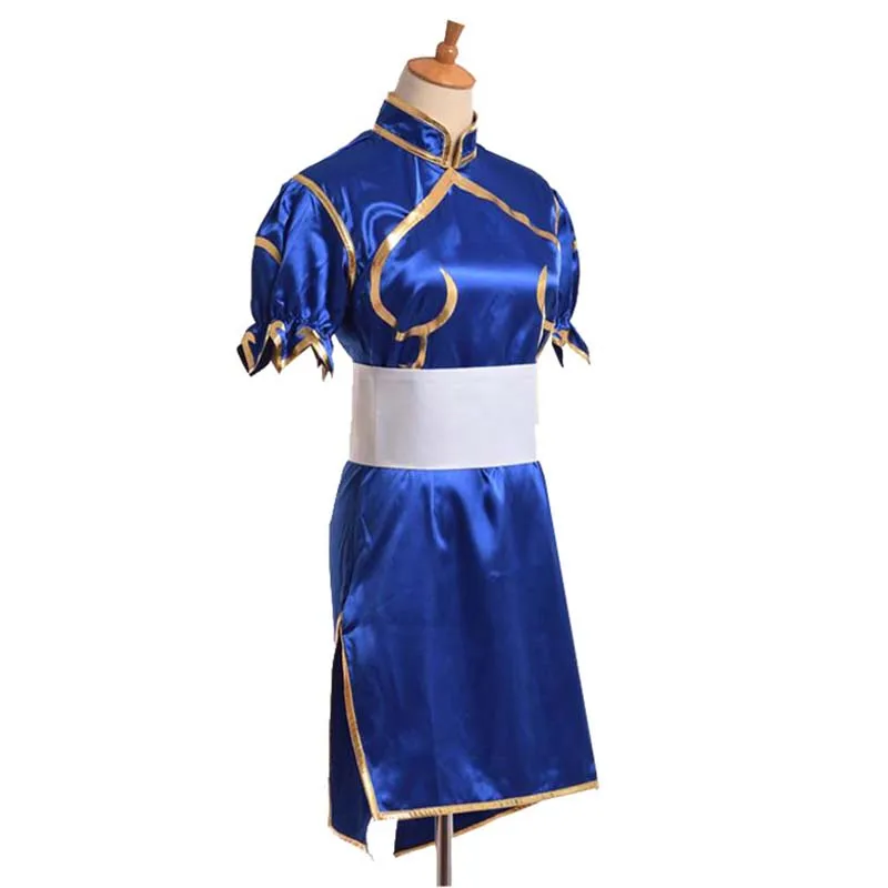 Игры Chun Li, костюм для косплея Sutorito Faita, синее сексуальное платье чонсам, пояс, головной убор, праздничная одежда на Хэллоуин, платье для женщин и девочек