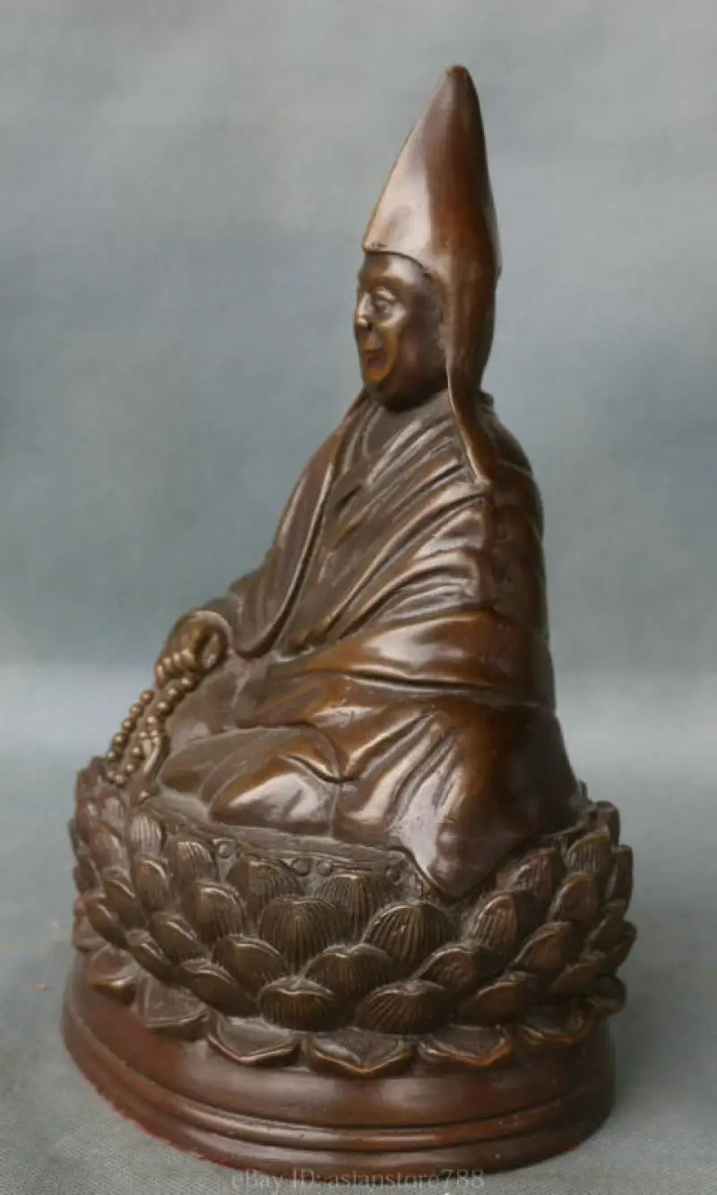 

Chinese Tibet Buddhism Pure Bronze Je Tsongkhapa Lotus Flower Sculpture