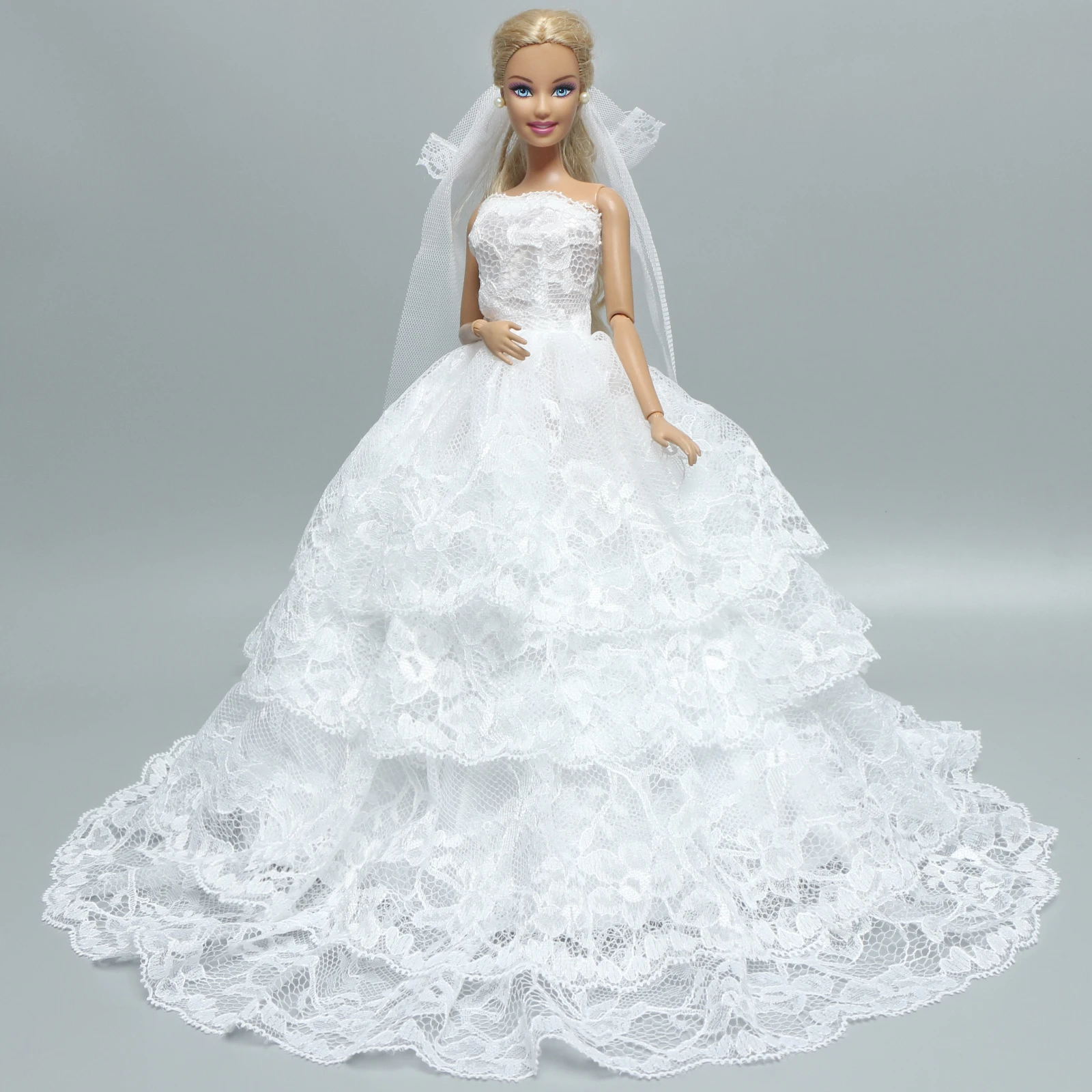 1 комплект белое свадебное кружевное платье многослойное бальное с вуалью одежда