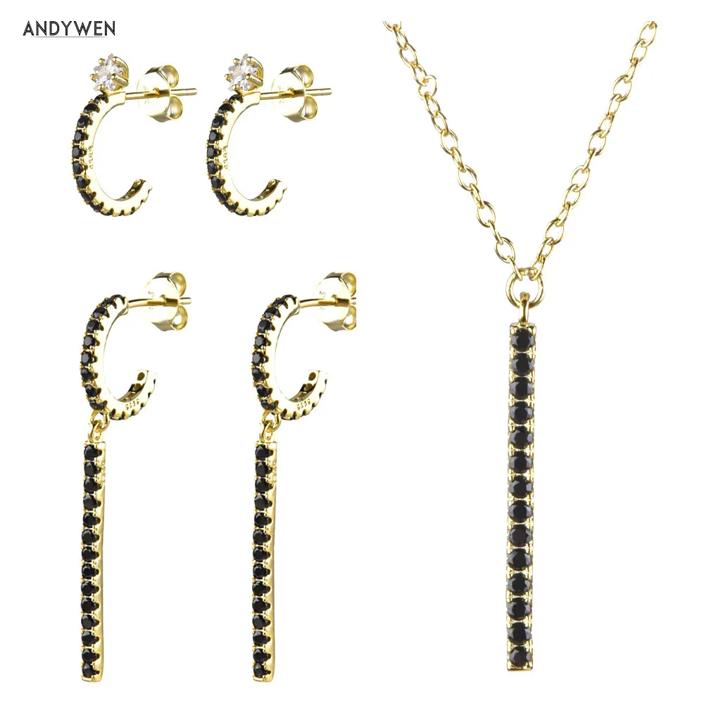 Женские круглые серьги ANDYWEN кольца из стерлингового серебра 925 пробы с