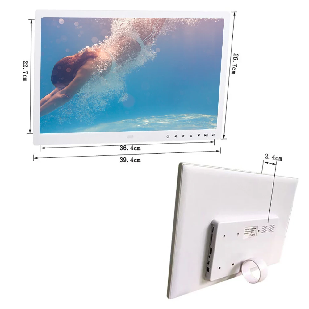 

17-inch HD 32GB Touch Button Digital Photo Frame Multi-Media Music Video Player Remote Control Smart Alarm Clock Picture Holder