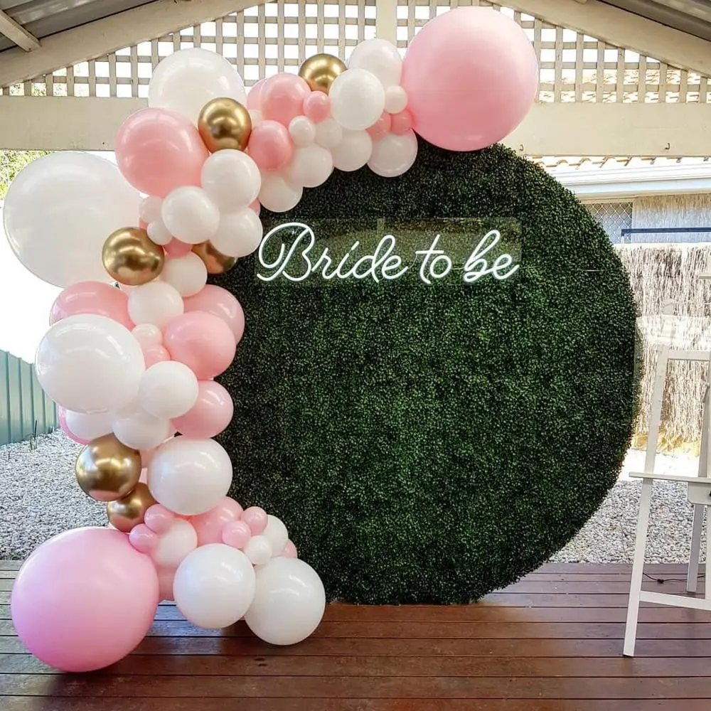

117pcs Pastel Pink White Balloon Decoration Bride Backdrop metal Gold Balloons Garland For Wedding Anniversary Party Supplier
