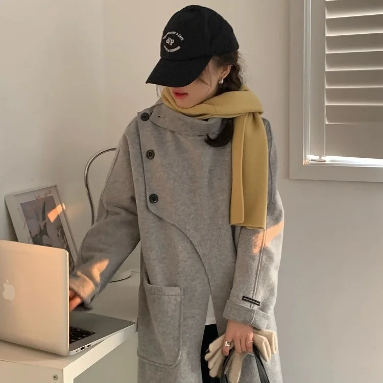 Женская одежда UMI MAO с высоким разрезом и воротником-стойкой двустороннее