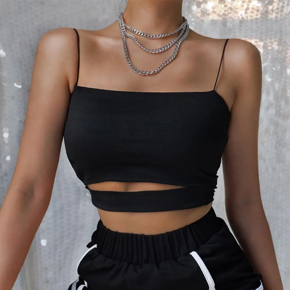 

Sexy Camis Women Color Short Sleeveless Crop Top Casual Female Cool Slim Spaghetti Streetwear Tops Camisole 2021 Q2Y7