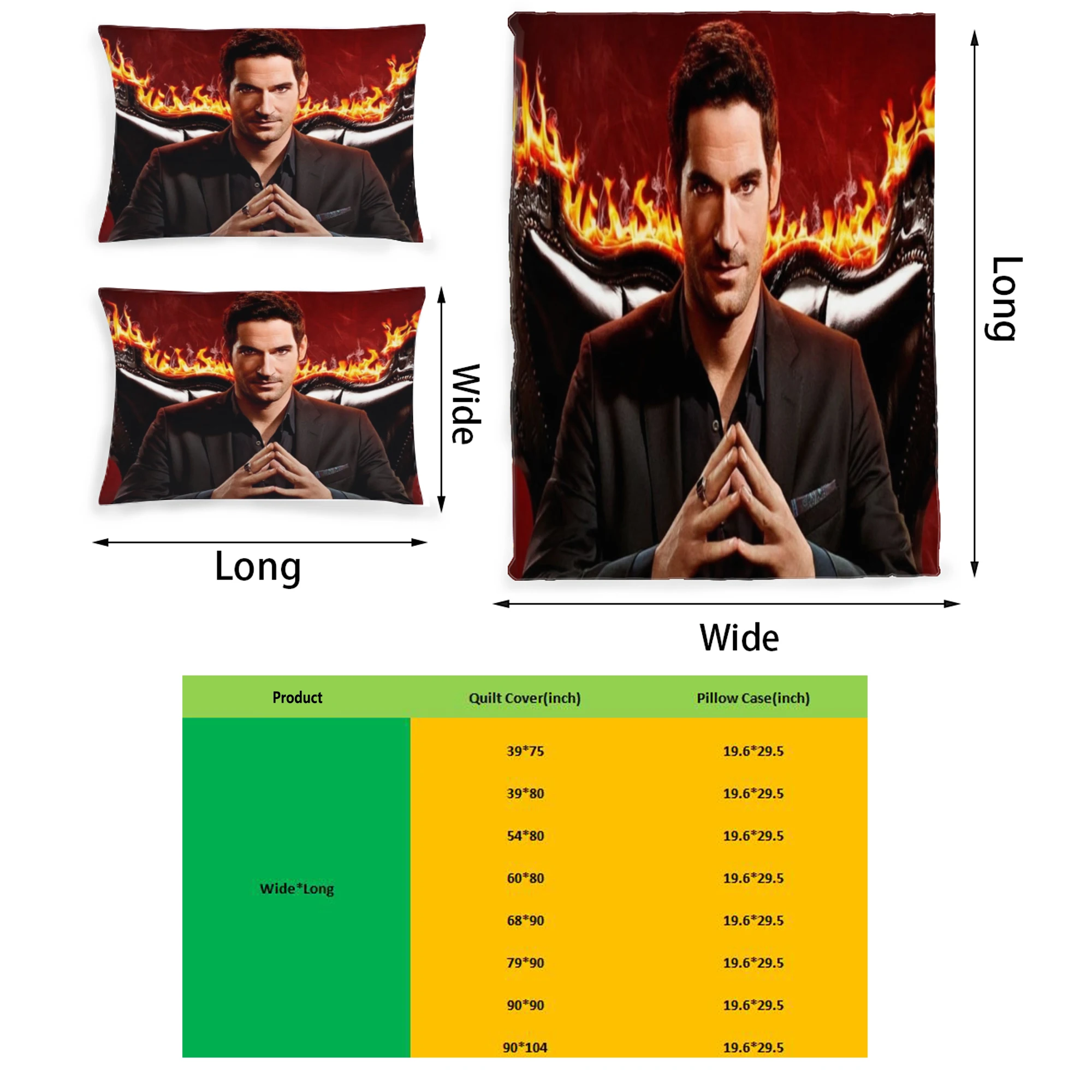 

Lucifer Graphic Printed Bedding Set Pattern Printing Polyester Quilt Cover Set 3 Pieces Quilt Cover Pillow Cover Set