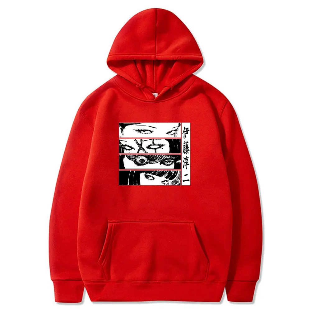 

Harajuku Japanese Anime Junji Ito Eyes Print Hoodies Tops Men/women Fashionable Loose Hoodie Male Retro Style Hooded Sweatshirts