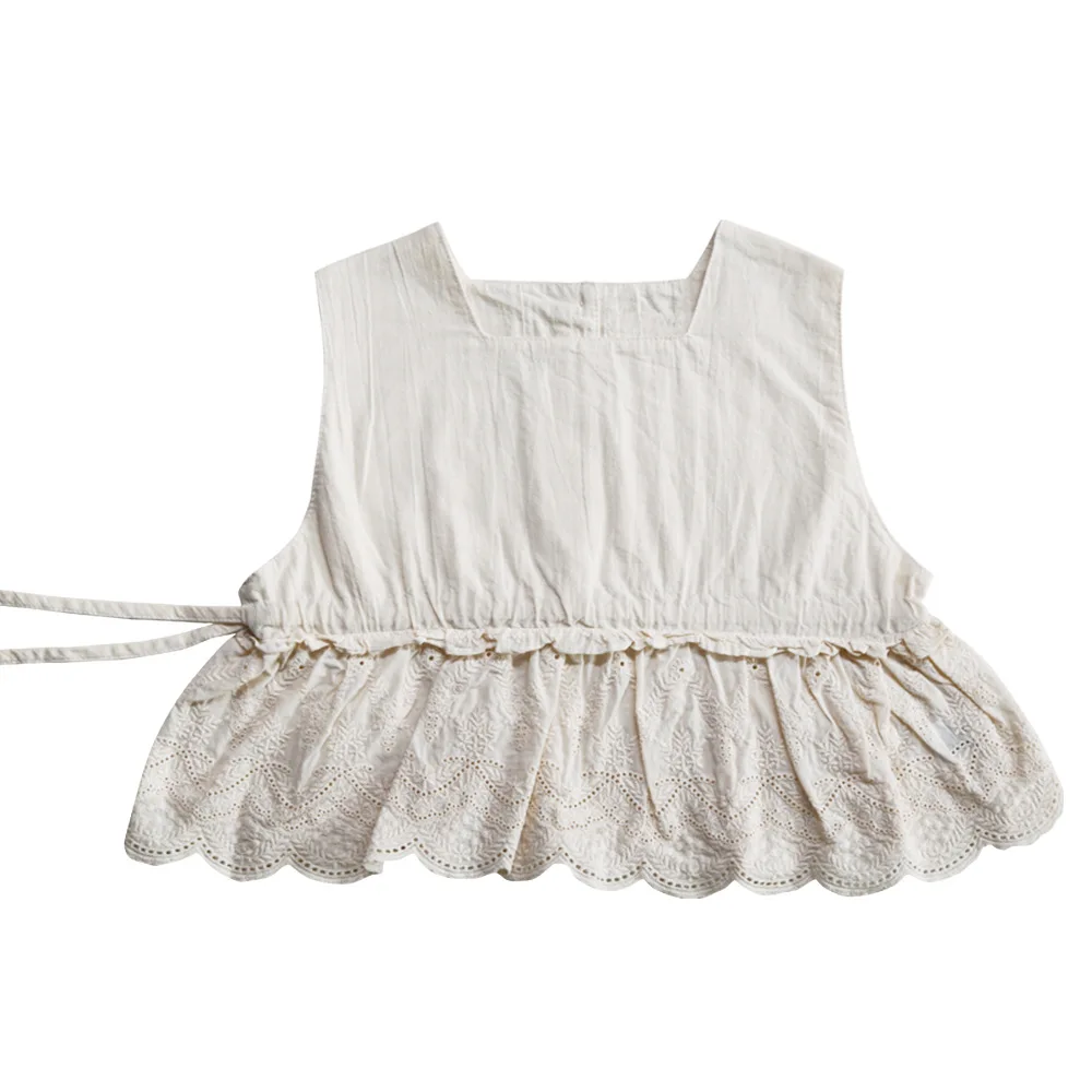 

New summer 2021 girls lace embroidered vest top baby cute all-match doll shirt baby girl clothes