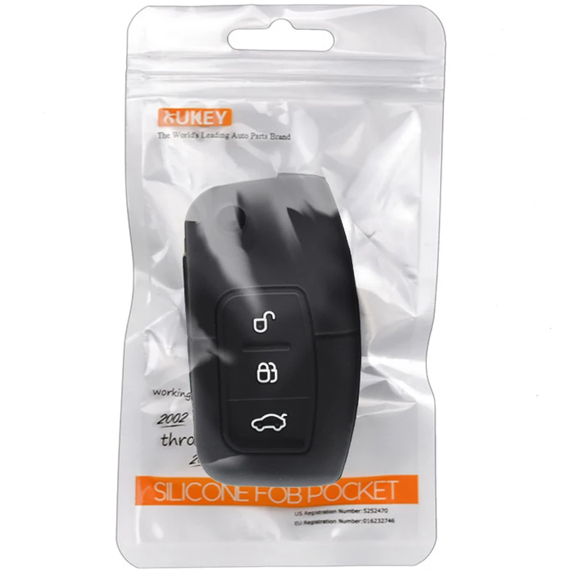 

Silicone For Ford Fiesta Focus Mondeo Kuga S-Max C-Max Car Remote Key Cover Shell Case Skin Protector 3 Button Replacement