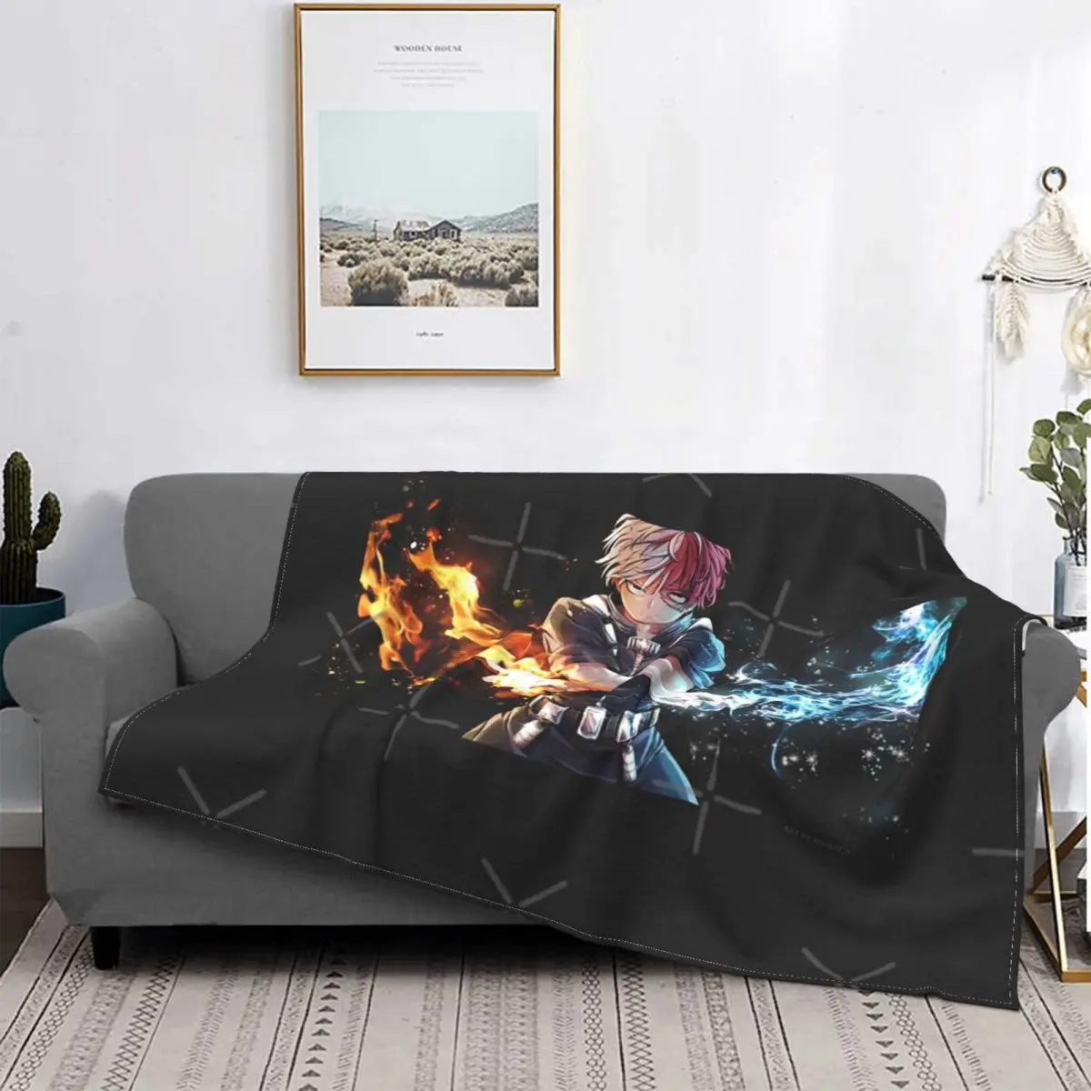 

Todoroki-Manta a cuadros con capucha para cama, colcha de cama cuadros, Hand Josa, Bnha