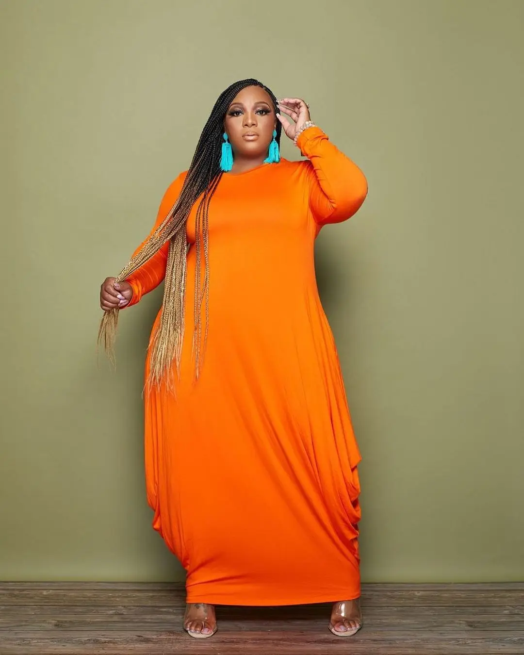 

Plus Size Dress Women 5XL Elegant Solid Super Stretchy High Waist Casual Maxi Dresses Home Clothes Wholesale Dropshipping 2022