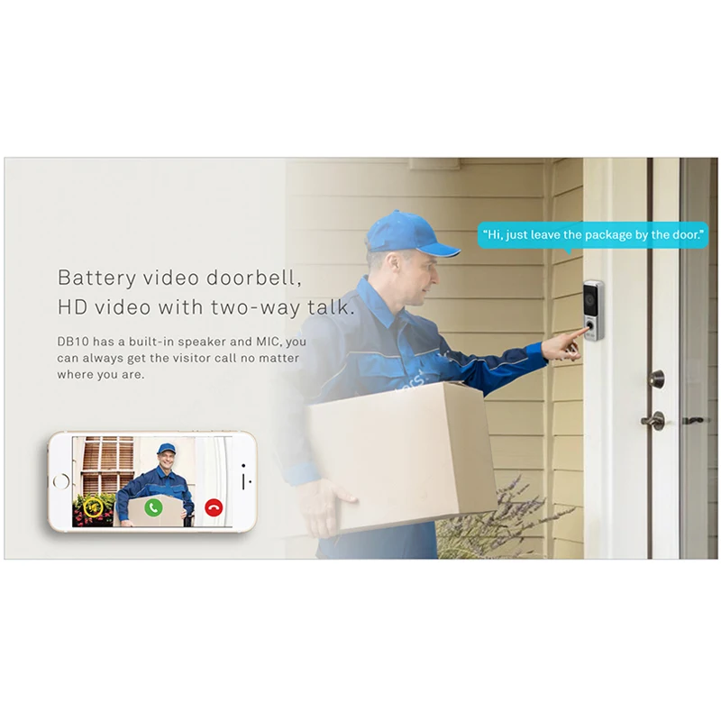 Dahua батарея видео дверной звонок DB10 проводная установка Wifi соединение