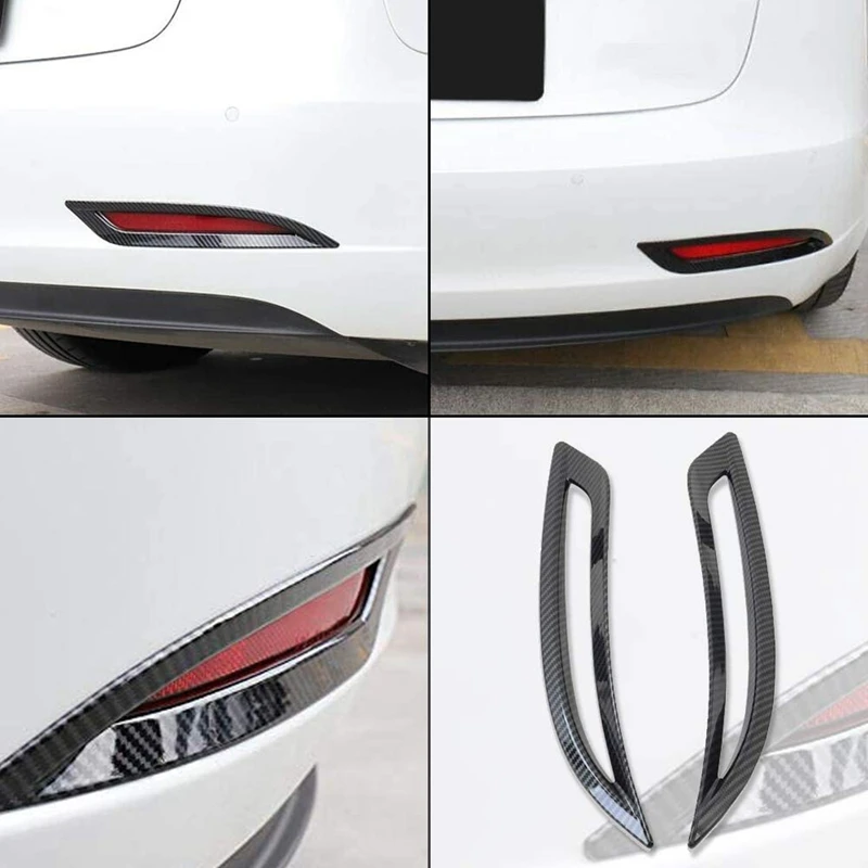 

for Tesla Model 3 2018 2019 Car Carbon Fiber Style Rear Fog Light Lamp Cover Trim Frame Taillight Decor Accessories