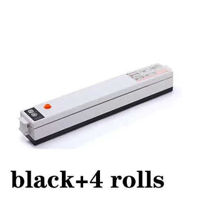 black and rolls Вакуумная упаковочная машина, вакуумный упаковщик, упаковщик для пищевых продуктов, герметизация, бытовая, в комплекте 10 штук, упаковка, 4 уплотнительных рулона - Цвет: black and rolls