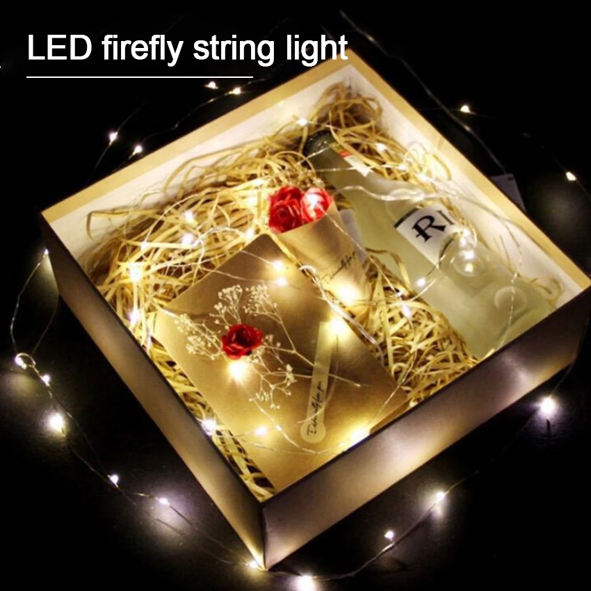 2pcs 1M 10Led Button String Fairy Light Christmas Wedding Party Valentine's Day Decoration Copper Lamp CR2032 Battery Power | Лампы и
