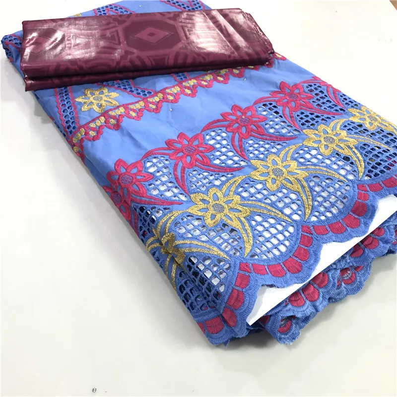 Цветочный узор Африканский базин богатый Brode ткань с швейцарской
