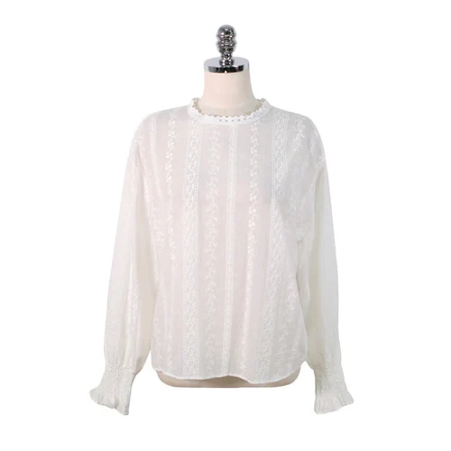 

2020 Spring New White Fashion Korean Lace Patchwork Blouses Shirts Women Long Sleeve O-neck Office Casual Tops Shirts Pullovers